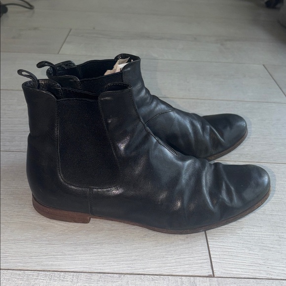 Prada Black Leather Men's Ankle Boots 38 sole replaced genuine Italian leather